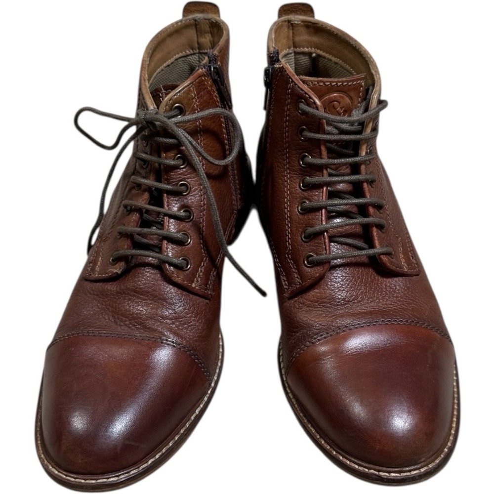 Thomas & Vine Z64108* Mens Brown Leather Malcom Cap Toe Ankle Boot‎ Size 8 M